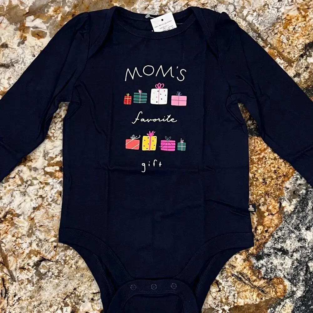 **NWT GAP Baby Red & Navy W/Christmas Graphic Bodysuit & Red Leggings -